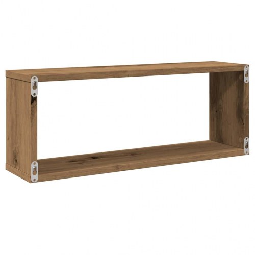 Væghylder 2 stk. - kubeformet, konstrueret træ i kunsteg 60×15×23 cm