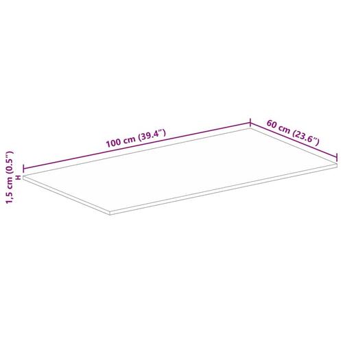 Bordplade 100x60x1,5 cm rektangulær massivt genbrugstræ