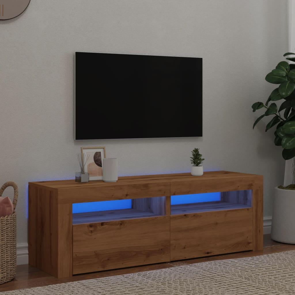 Tv-bord med LED-lys 120x35x40 cm konstrueret træ kunsteg billede