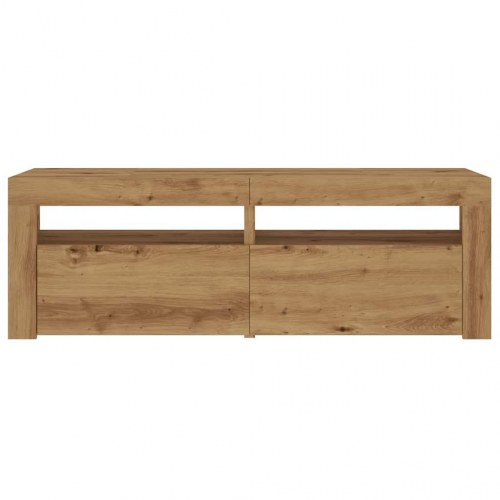 Tv-bord med LED-lys 120 × 35 × 40 cm - konstrueret træ i kunsteg