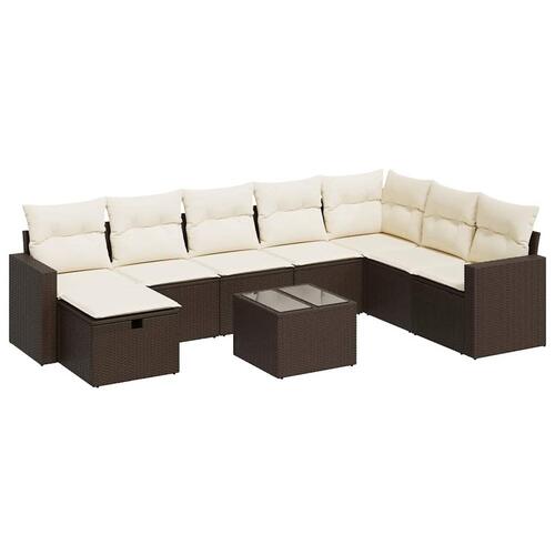 Sofasæt til haven 9 dele med hynder polyrattan brun