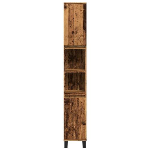 Badeværelsesskab 30x30x190 cm konstrueret træ gammelt trælook