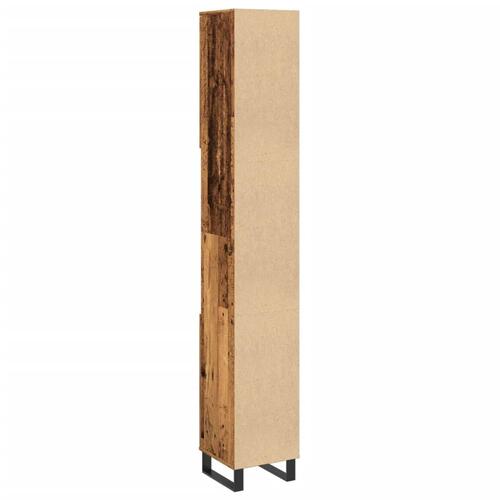 Badeværelsesskab 30x30x190 cm konstrueret træ gammelt trælook