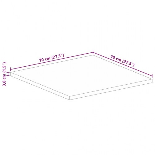 Bordplade 70x70x3,8 cm firkantet massivt genbrugstræ