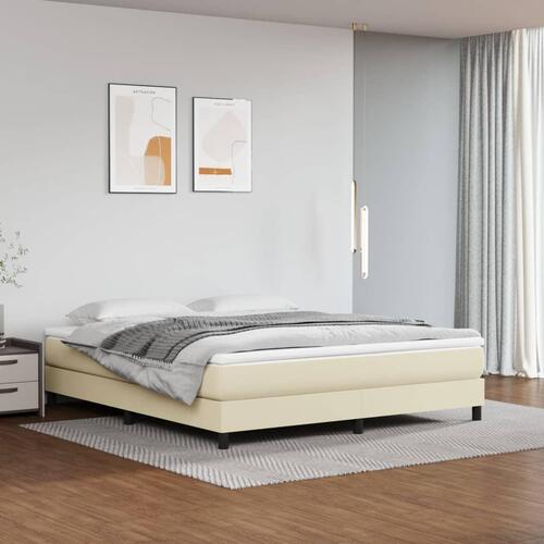 Sengeramme 160x200 cm kunstlæder cremefarvet