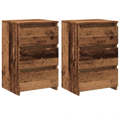 Sengeborde 2 stk. - 40×35×62,5 cm i konstrueret træ, gammelt trælook