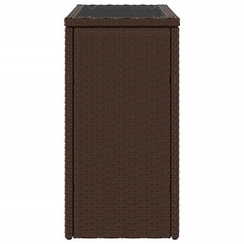 Havesidebord med glastop 58x27,5x55 cm polyrattan brun