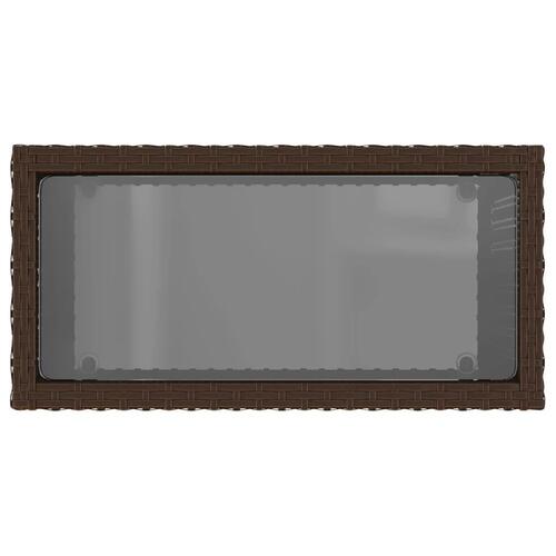 Havesidebord med glastop 58x27,5x55 cm polyrattan brun