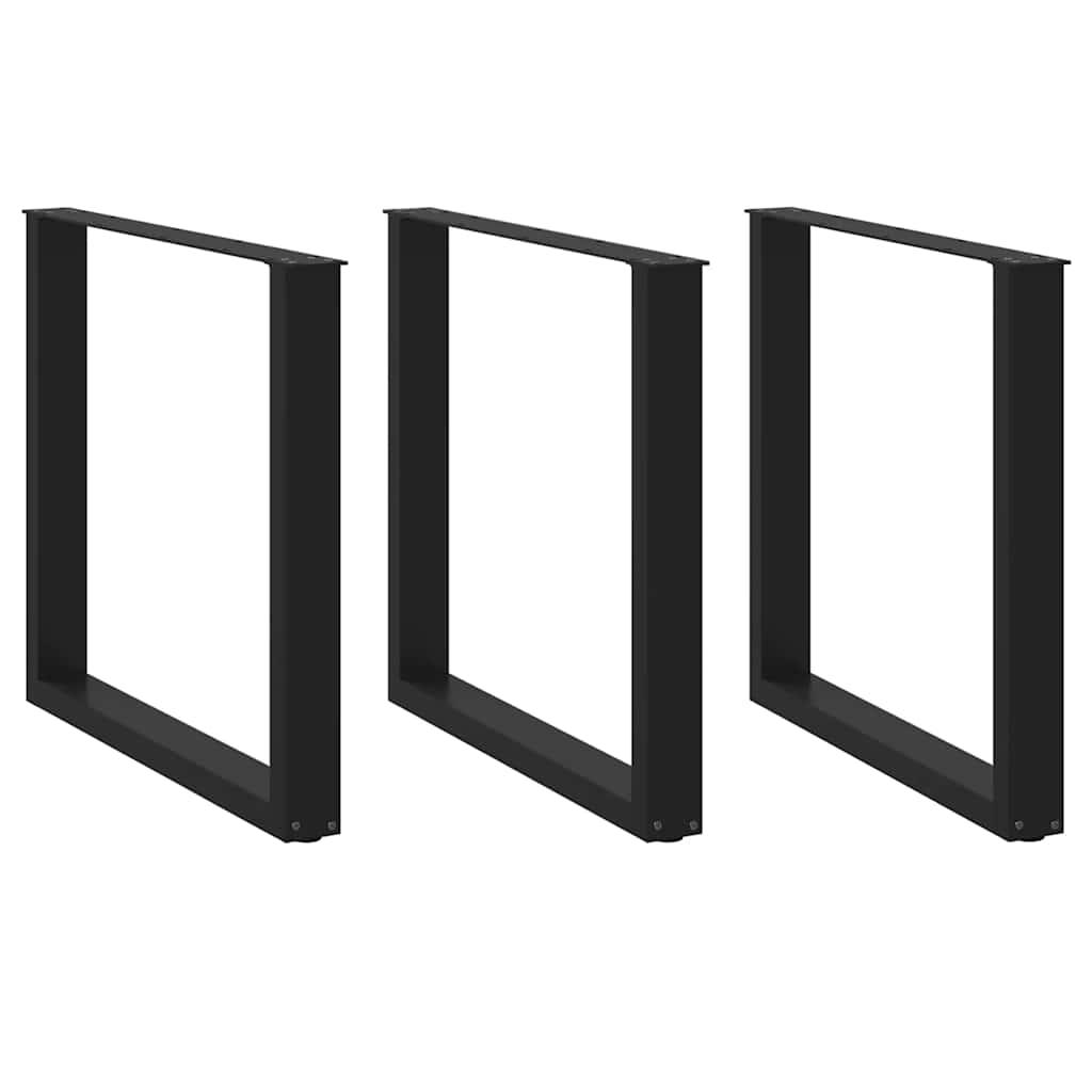 Sofabordben U-formet 3 stk. 90x(72-73) cm stål sort billede