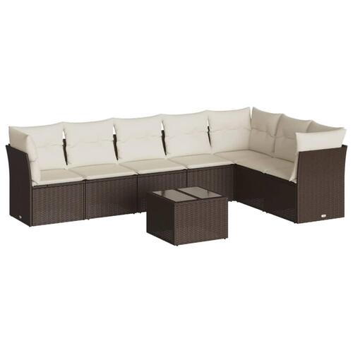 Sofasæt til haven 8 dele med hynder polyrattan brun