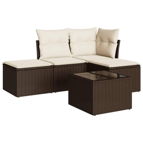 Sofasæt til haven 5 dele med hynder polyrattan brun