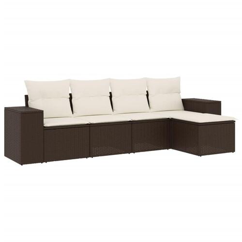 Sofasæt til haven 5 dele med hynder polyrattan brun