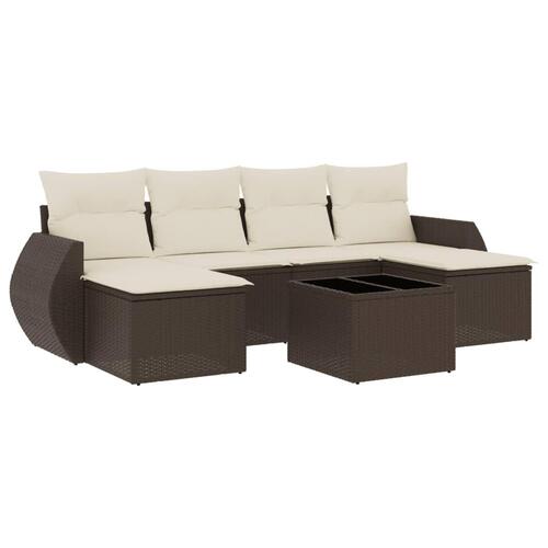 Sofasæt til haven 7 dele med hynder polyrattan brun