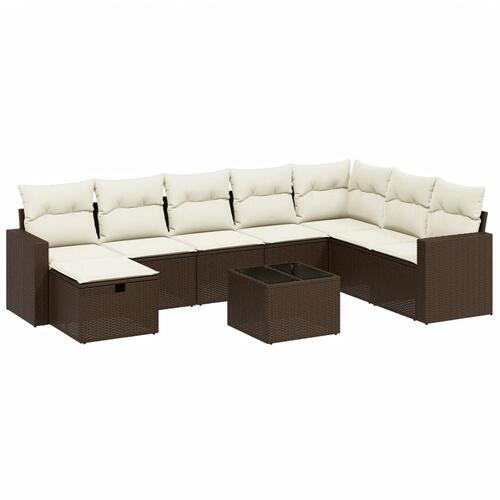 Sofasæt til haven 9 dele med hynder polyrattan brun