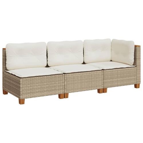 3-personers havesofa med hynder polyrattan beige
