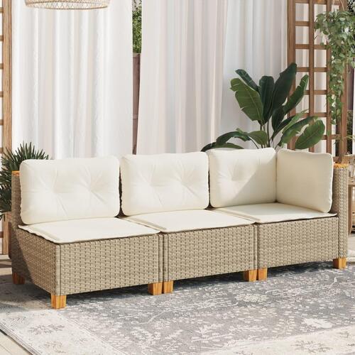 3-personers havesofa med hynder polyrattan beige