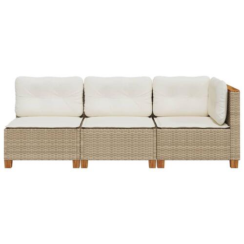 3-personers havesofa med hynder polyrattan beige