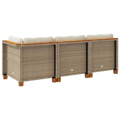 3-personers havesofa med hynder polyrattan beige