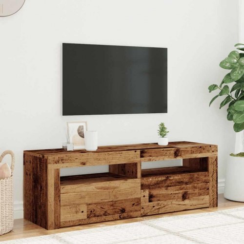 Tv-bord med LED-lys 120 × 35 × 40 cm - konstrueret træ, antikt træ