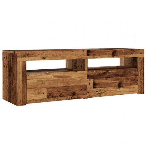 Tv-bord med LED-lys 120 × 35 × 40 cm - konstrueret træ, antikt træ