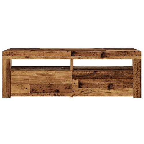 Tv-bord med LED-lys 120 × 35 × 40 cm - konstrueret træ, antikt træ
