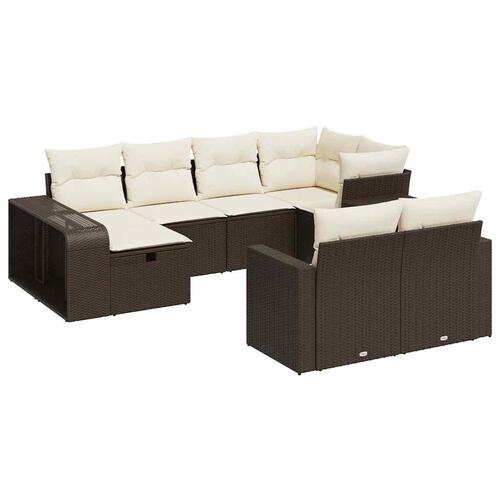 Sofasæt til haven 10 dele med hynder polyrattan brun