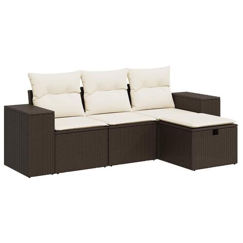 Sofasæt til haven 4 dele med hynder polyrattan brun
