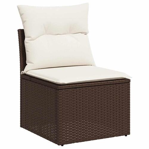 Sofasæt til haven 6 dele med hynder polyrattan brun