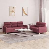 2 personers sofa med hynder stof vinrød