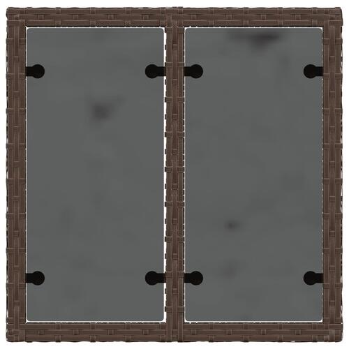 Havebord med glastop 55x55x37 cm polyrattan brun