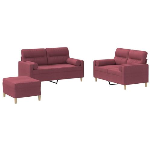 3 personers sofa med puder stof vinrød