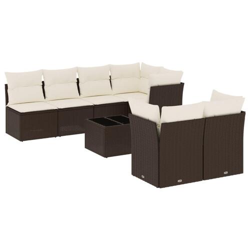 Sofasæt til haven 8 dele med hynder polyrattan brun