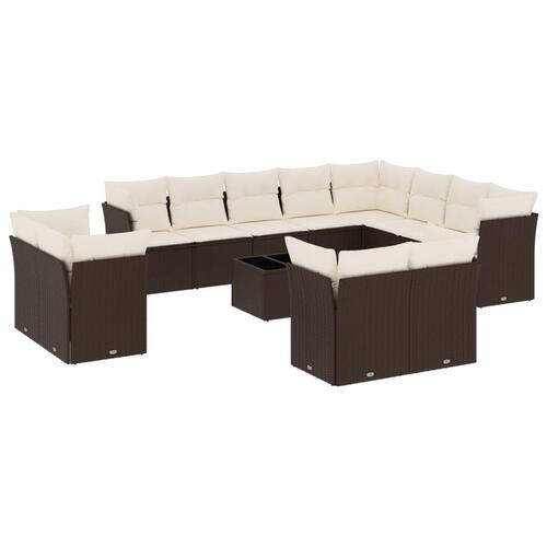 Sofasæt til haven 13 dele med hynder polyrattan brun