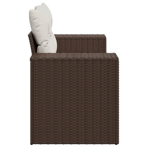 2-personers havesofa med hynder polyrattan brun