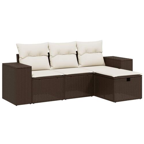 Sofasæt til haven 4 dele med hynder polyrattan brun