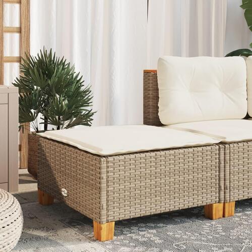 Haveskammel med hynde 63,5x56x32 cm polyrattan beige