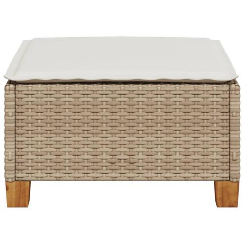 Haveskammel med hynde 63,5x56x32 cm polyrattan beige