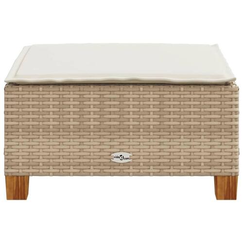 Haveskammel med hynde 63,5x56x32 cm polyrattan beige