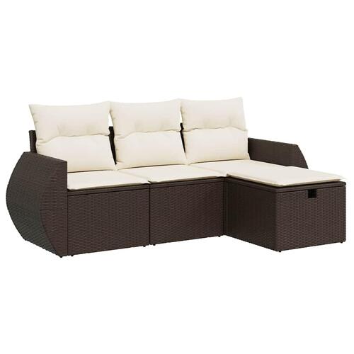 Sofasæt til haven 4 dele med hynder polyrattan brun