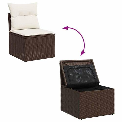 Sofasæt til haven 9 dele med hynder polyrattan brun