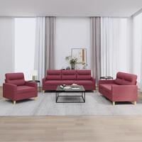 2 personers sofa med hynder stof vinrød