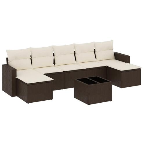 Sofasæt til haven 8 dele med hynder polyrattan brun