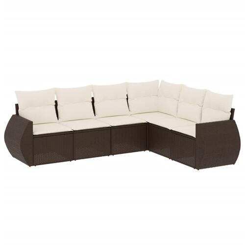 Sofasæt til haven 6 dele med hynder polyrattan brun