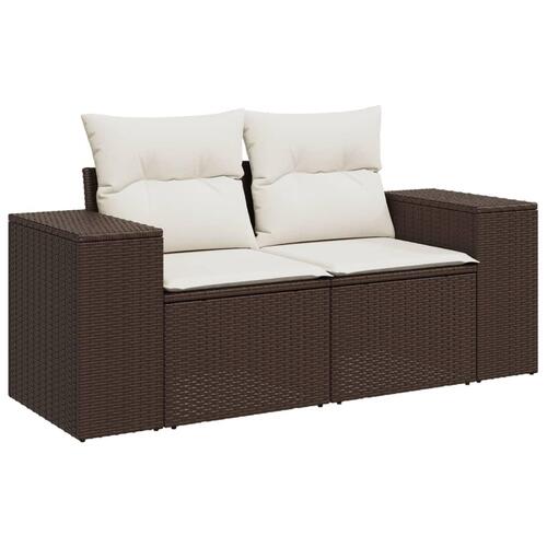 Loungesæt til haven 11 dele med hynder polyrattan brun