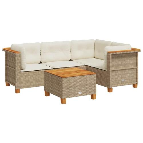 Sofasæt til haven 5 dele med hynder polyrattan beige
