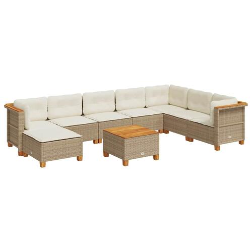 Sofasæt til haven 9 dele med hynder polyrattan beige