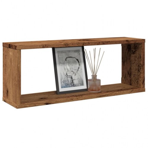 Væghylder 2 stk. kubeformet - 60×15×23 cm, konstrueret træ, antikt træ
