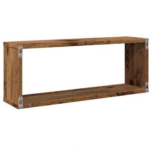 Væghylder 2 stk. kubeformet - 60×15×23 cm, konstrueret træ, antikt træ