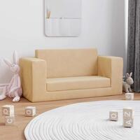 2-personers sofa til børn blødt plys cremefarvet