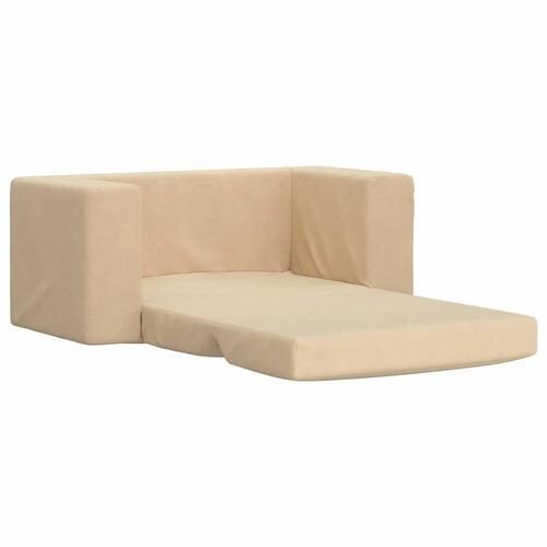 2-personers sofa til børn blødt plys cremefarvet